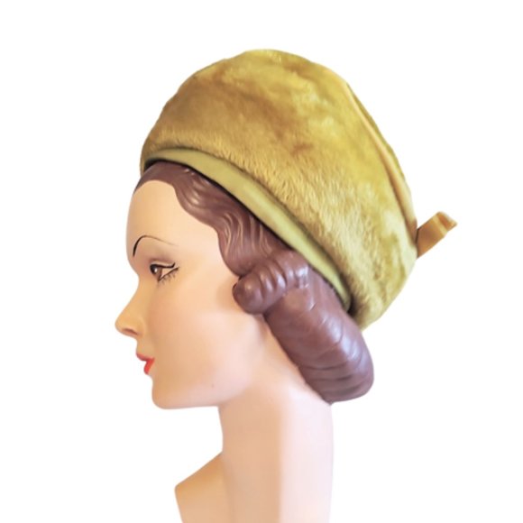 1960s Mod Vintage Gold Large Round Felt Bubble Style Designer Hat By Adolfo - Picture 1 of 7